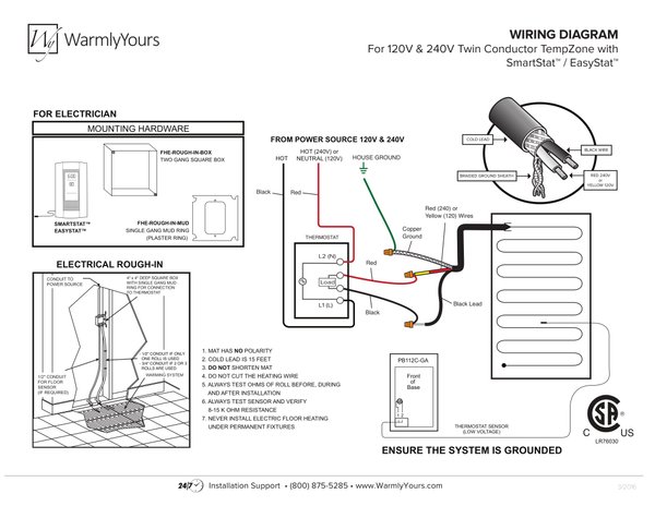Cover for Wiring Diagram for TempZone™ Cut & Turn Twin Conductor 120V & 240V with SmartStat™, EasyStat™ and Comfort Regulator (Englis