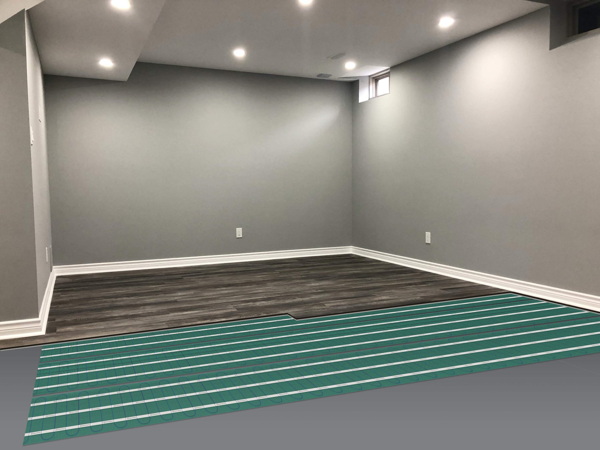 Cross Section install of Luxury Vinyl Tile flooring with radiant heating
