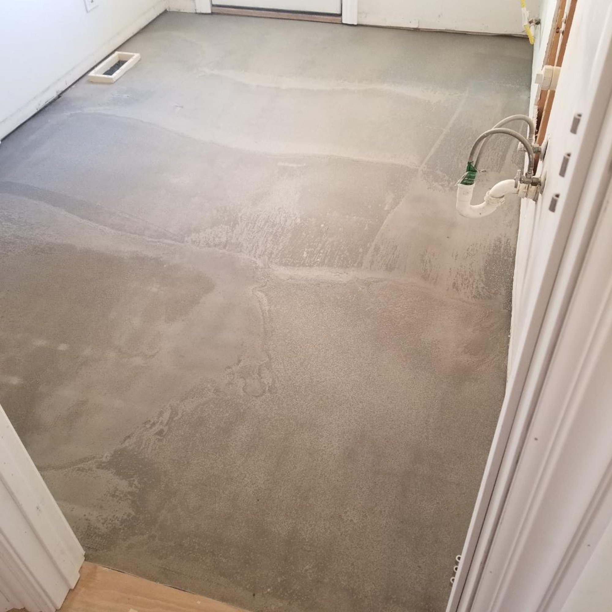 Cured self-leveling cement with floor heating mats OAK LAWN, IL