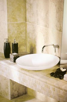 Natural Stone Sink Basin Single Handle Faucet