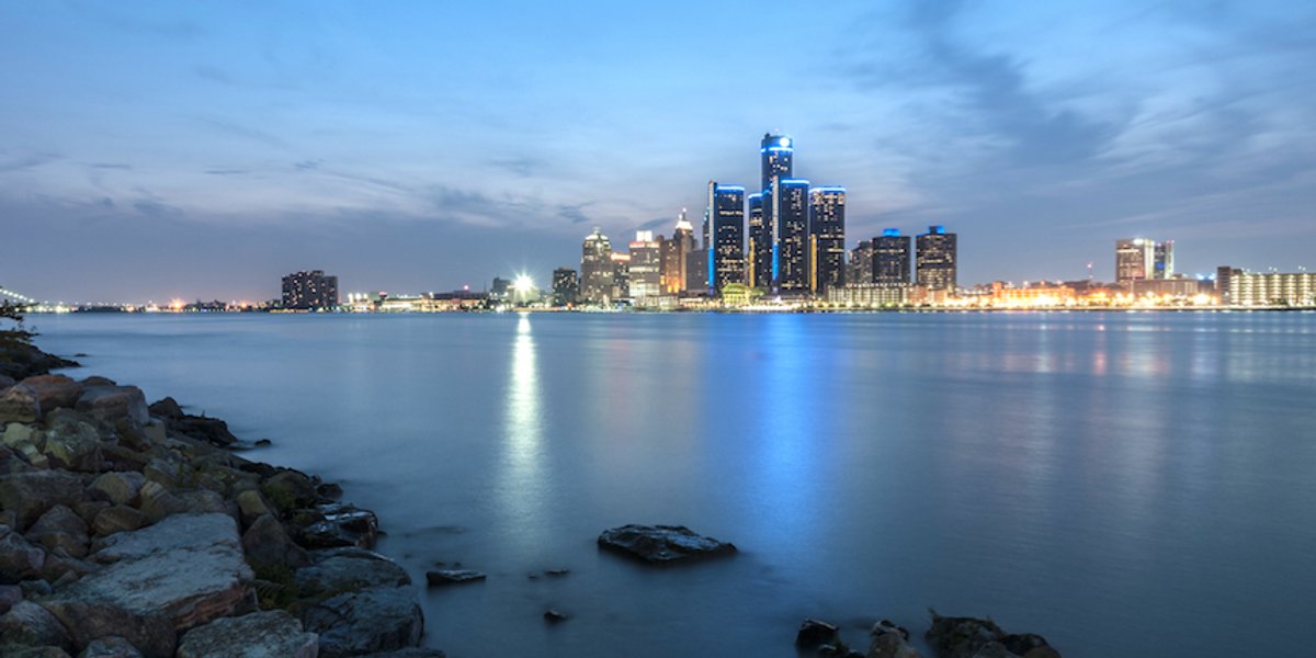 Detroit Skyline at Dusk