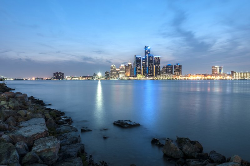 Detroit Skyline at Dusk