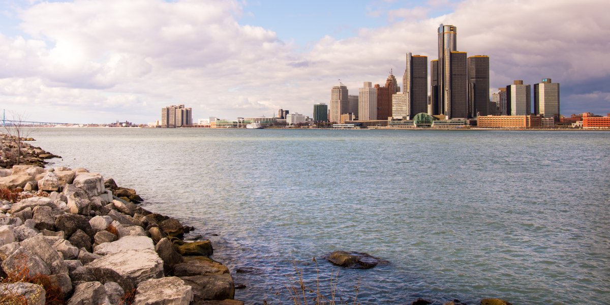 Detroit skyline stock