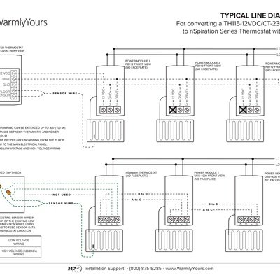 Diagram for converting TH115-12VDC (CT230) setup to nSpiration Thermostat with nJoin (English)