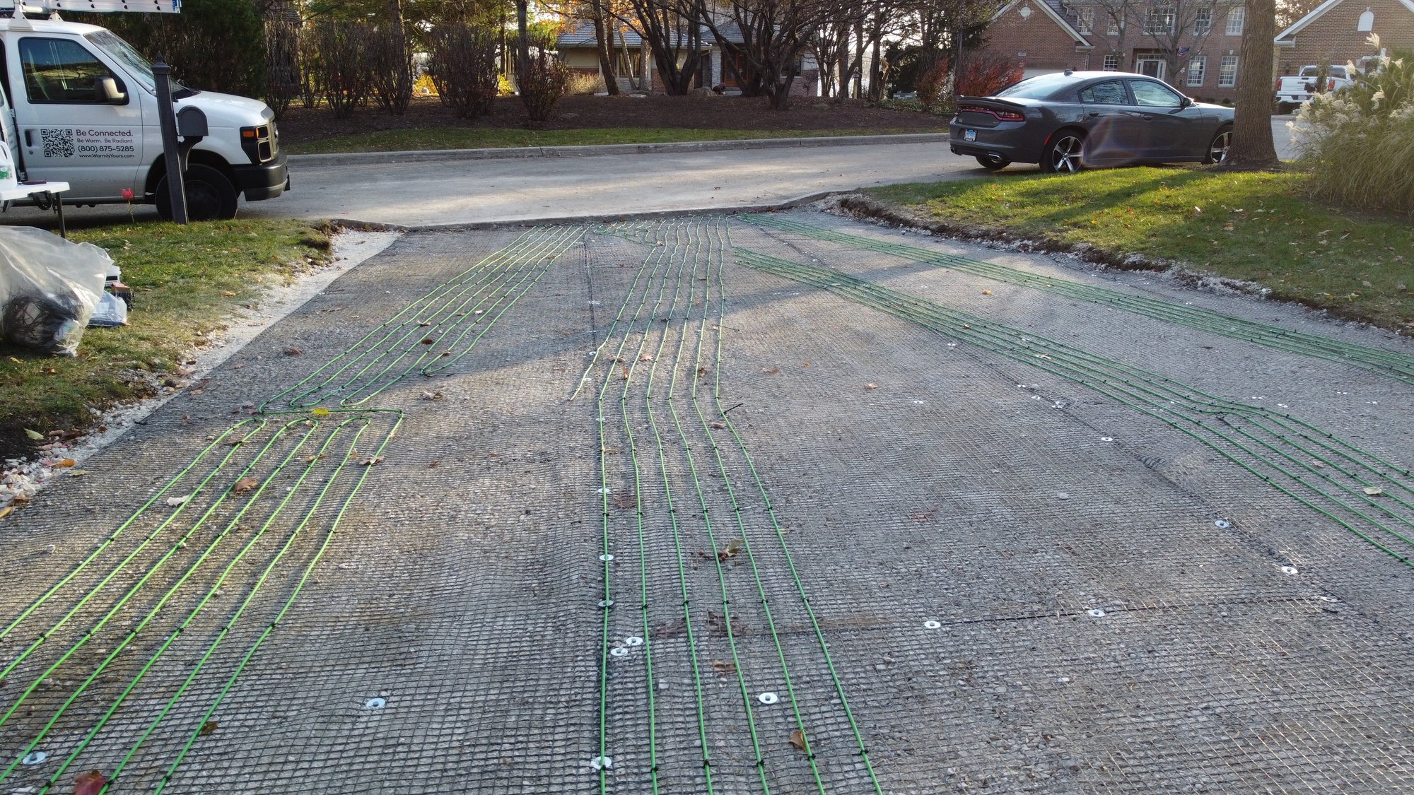 Heated driveway smart install with pavers
