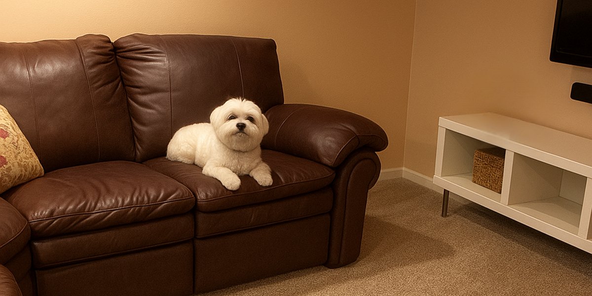 Dog on couch watch TV