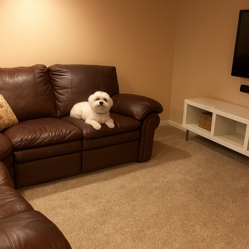 Dog on couch watch TV