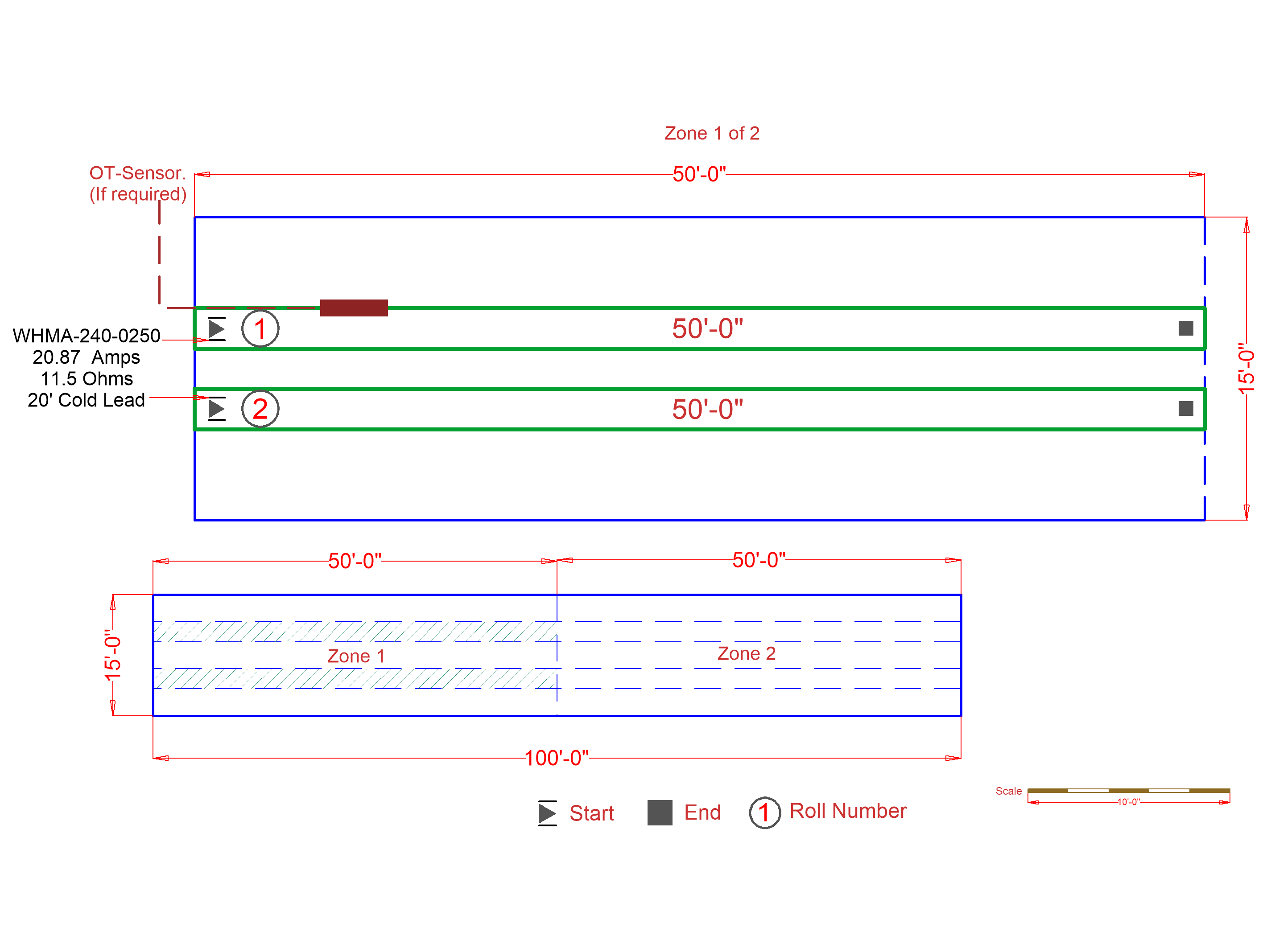 Driveway floor plan with tire tracks snow melting in asphalt