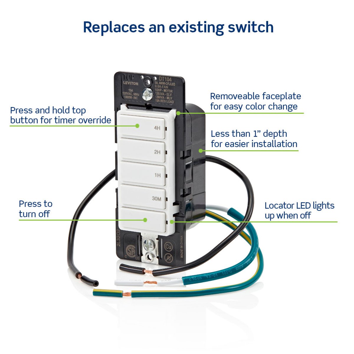 Hardwired 4-Setting Countdown Timer replace existing switch