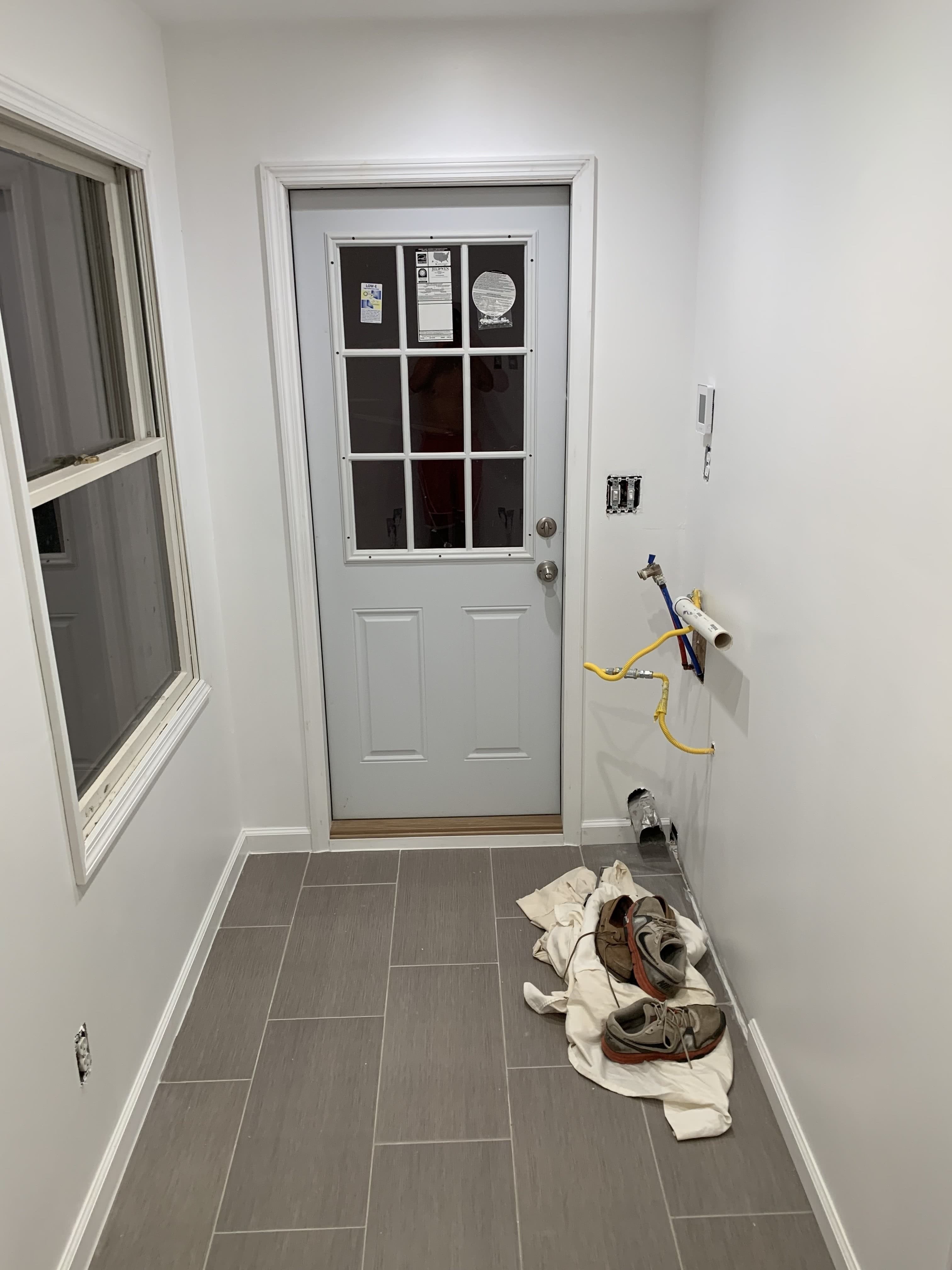 Electric floor heating installation in a mudroom after picture