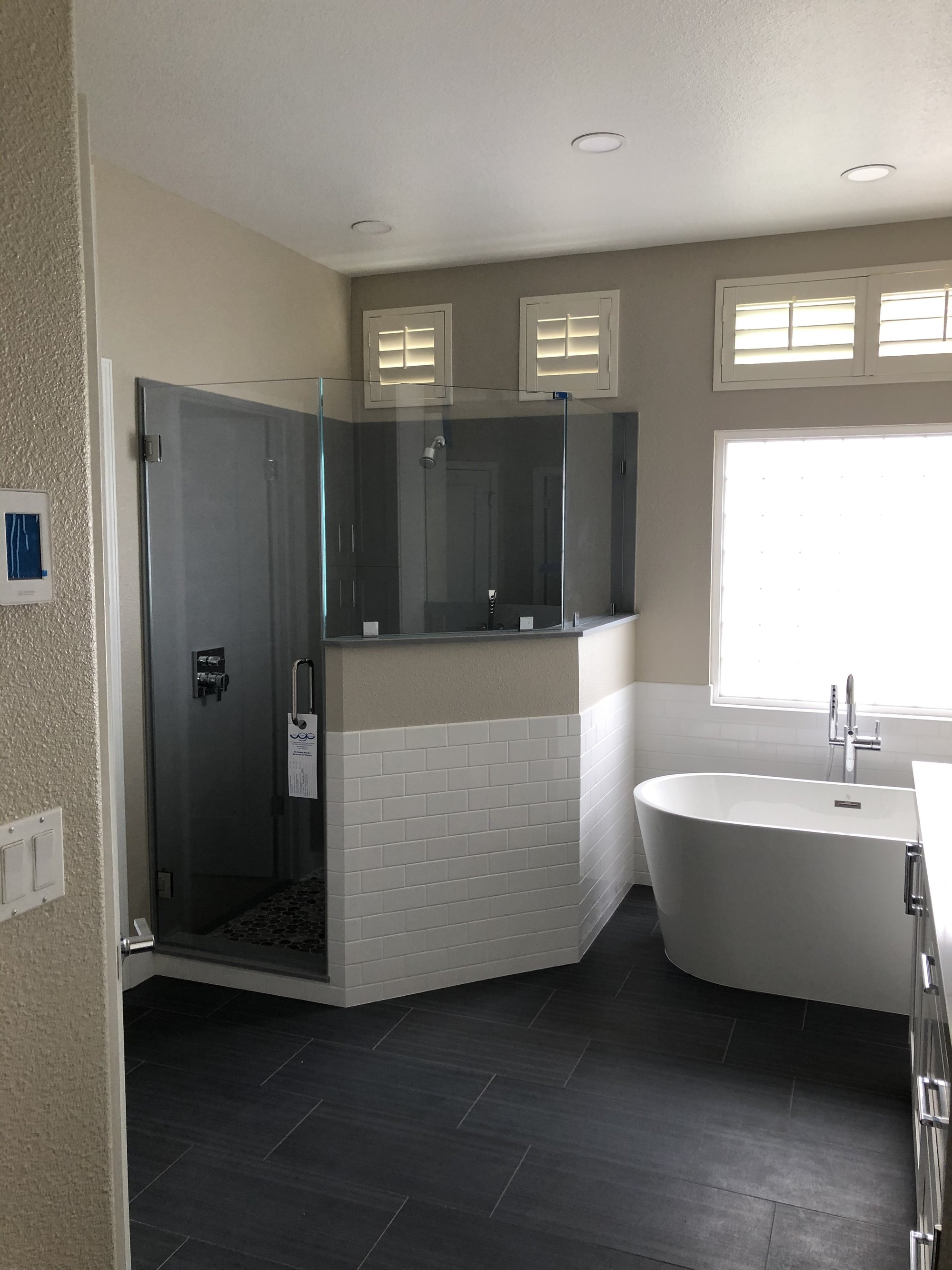 Electric floor heating installed in Master Bathroom with tile BCI kitchen and bath