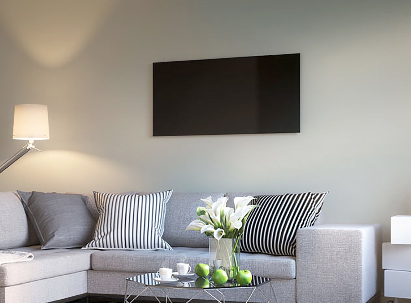 Radiant panel heater in a living room