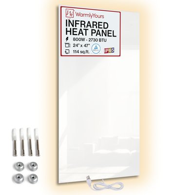 Ember Glass Radiant Panel Heater - White - 800W - 47ʺ x 24ʺ - Dual Connection