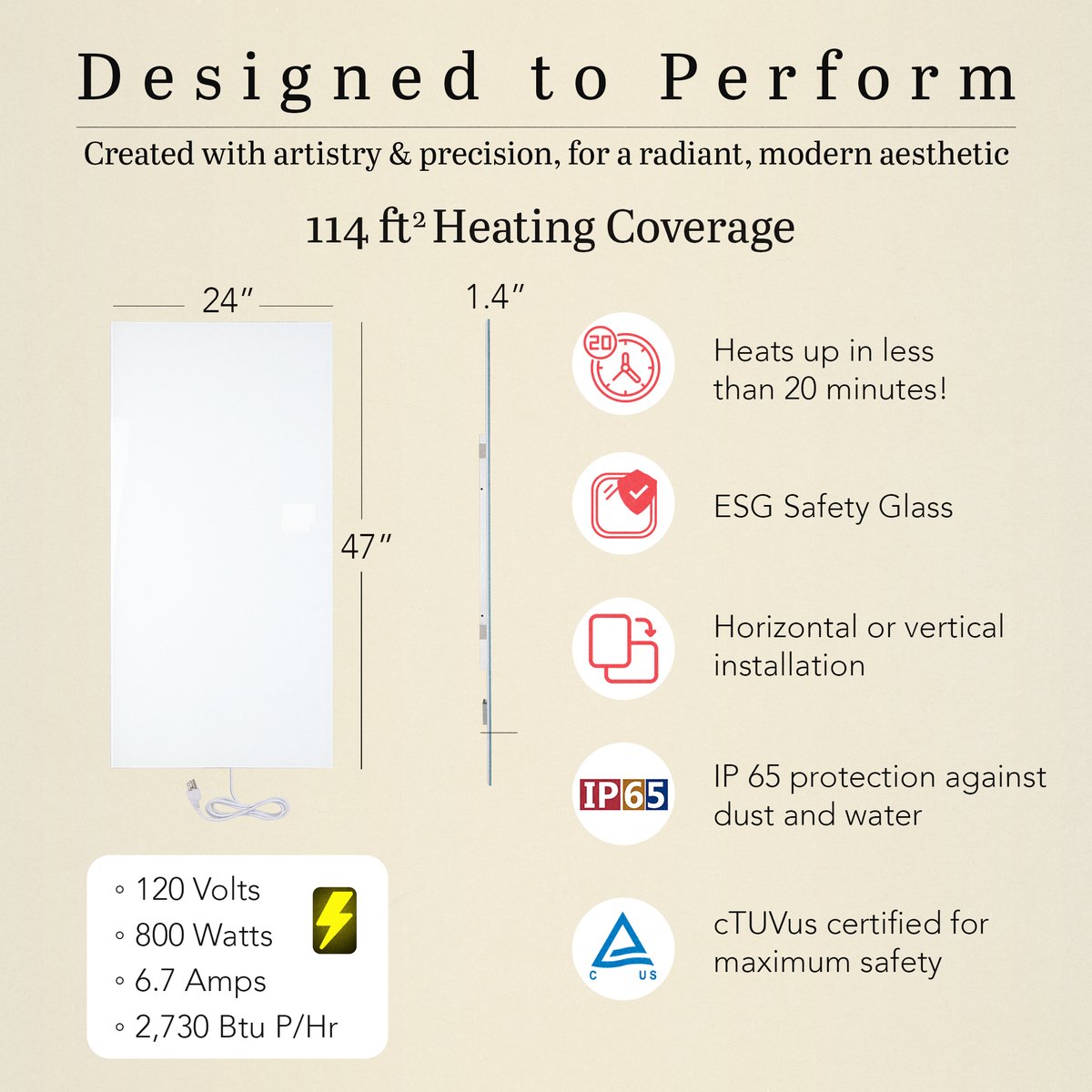 Ember White 24x47 - Size and Specs