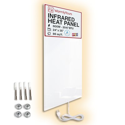 Ember Glass Radiant Panel Heater - White - 600W - 35ʺ x 24ʺ - Dual Connection