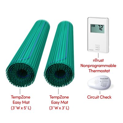 WarmlyYours Electric Floor Heating Kit for a Bathroom with a Shower Area and Double Vanity