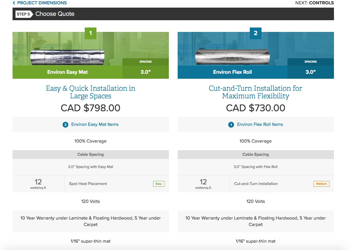 Environ Side-By-Side Comparison Chart for Floor Plan Blog