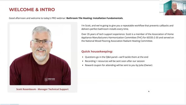 February 2026 Webinar - Bathroom Tile Heating: Installation Fundamentals