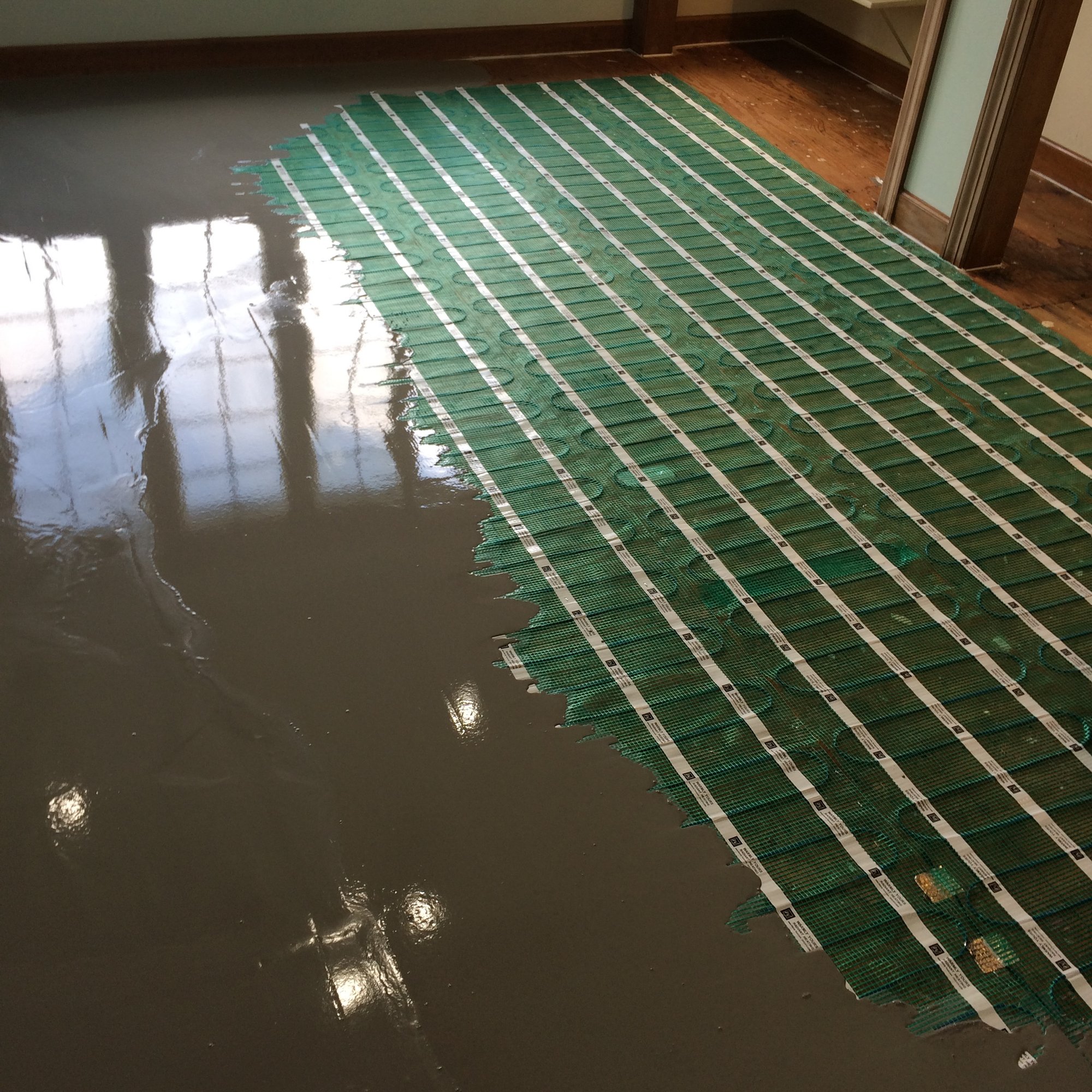 flex roll heating mats with self leveling cement
