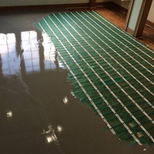 flex roll heating mats with self leveling cement