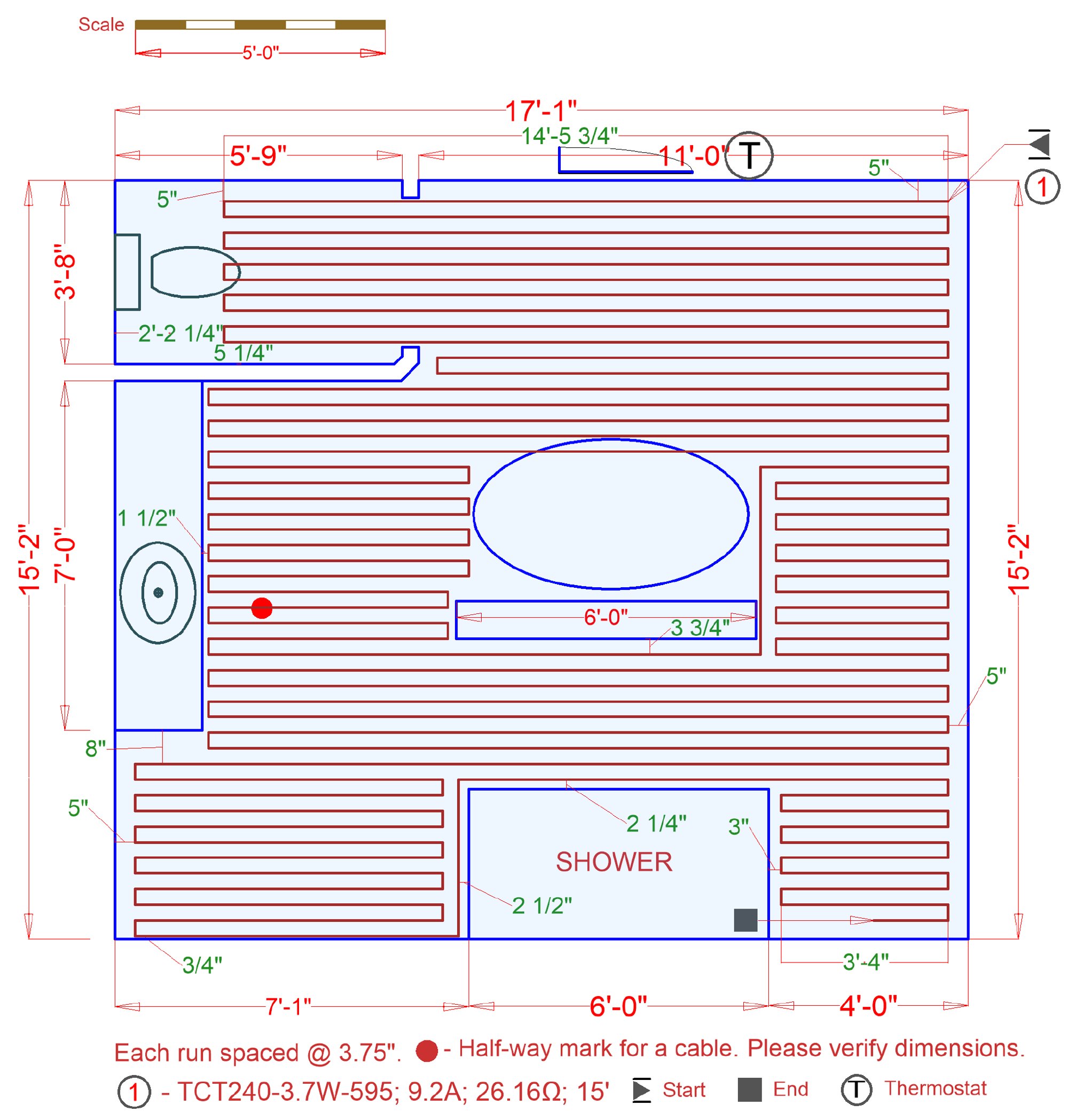 Floor Heating Installation Plan for Master Bathroom