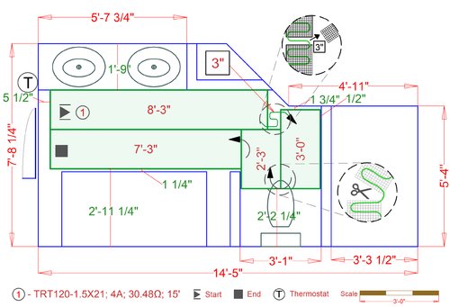 Floor Heating Installation Plan for Master Bathroom PEWAUKEE, WI