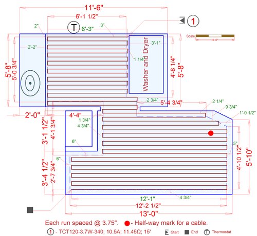 Floor Heating Installation Plan for Mud Room