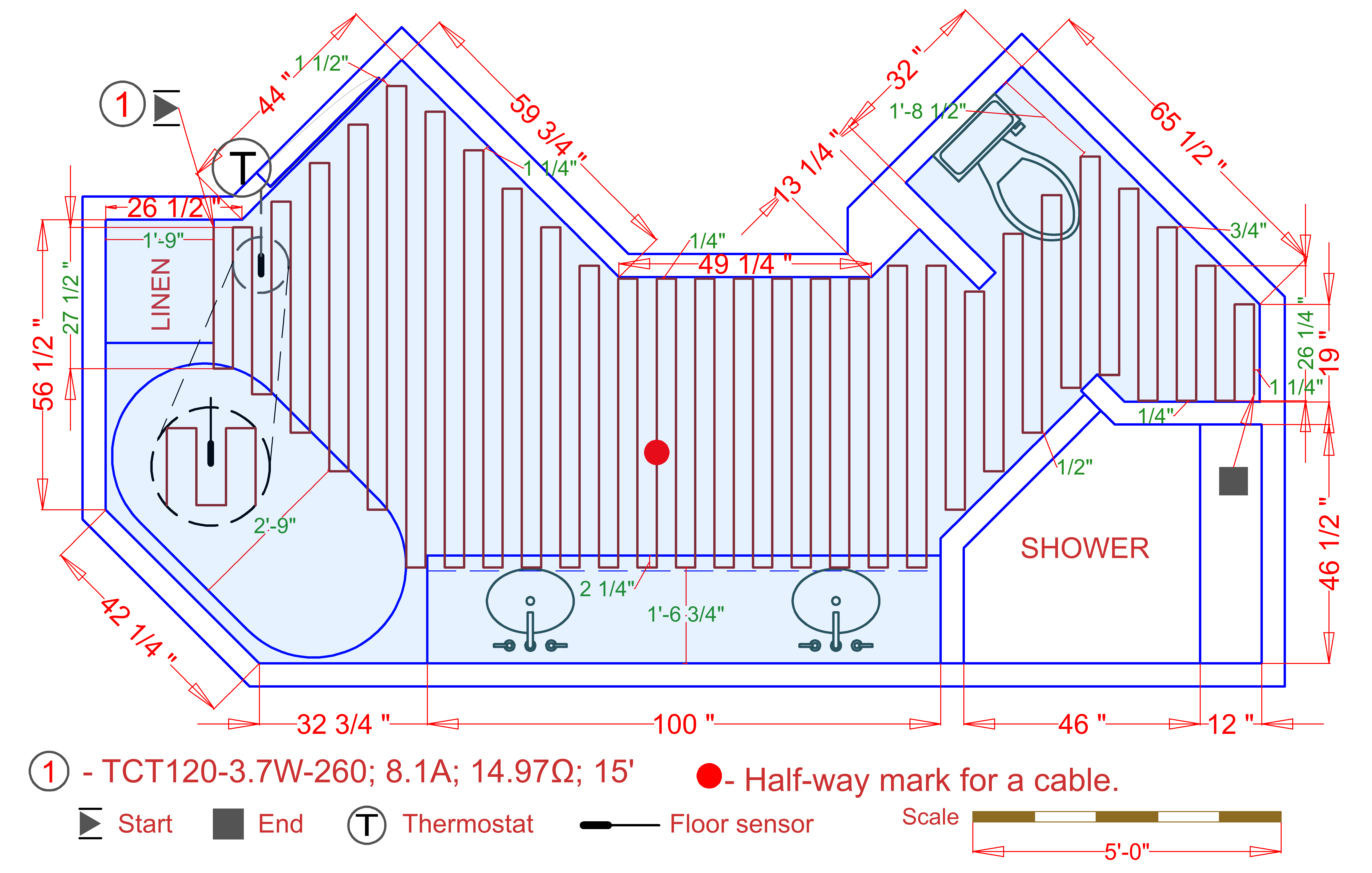 Floor Heating Installation plan with TempZone Cable