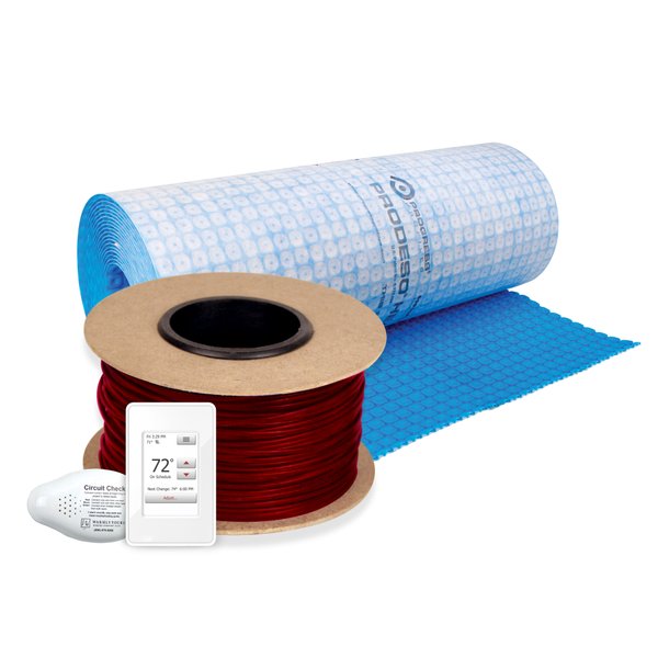 Floor Heating Kit 240V-Tempzone Cable System 355' + Heat Membrane & Touch Screen Thermostat TCT240-KIT-OT-MEM-355