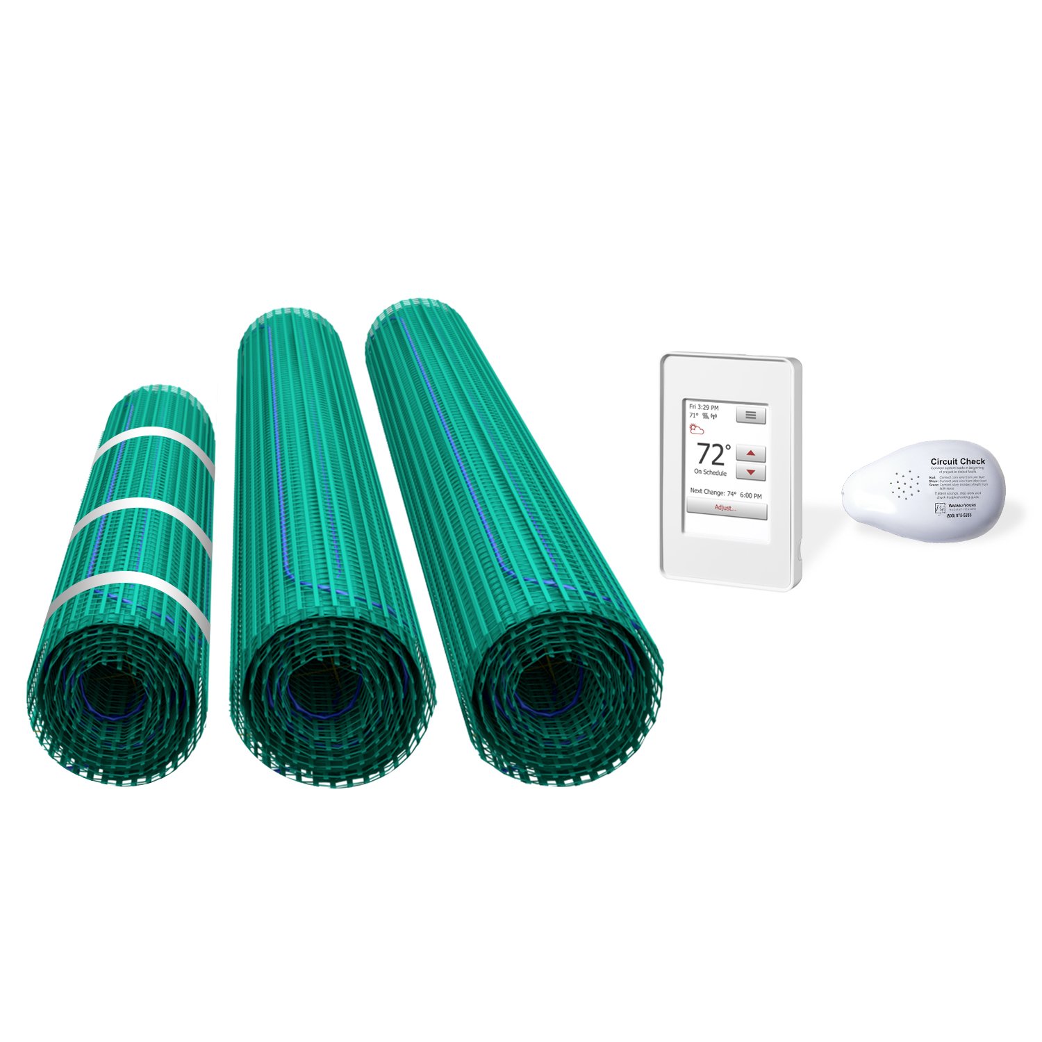 WarmlyYours Electric Floor Heating Kit for a Bathroom with a Double Vanity, Tub, and Separate Shower Area