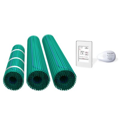 WarmlyYours Electric Floor Heating Kit for a Bathroom with a Double Vanity, Tub, and Separate Shower Area