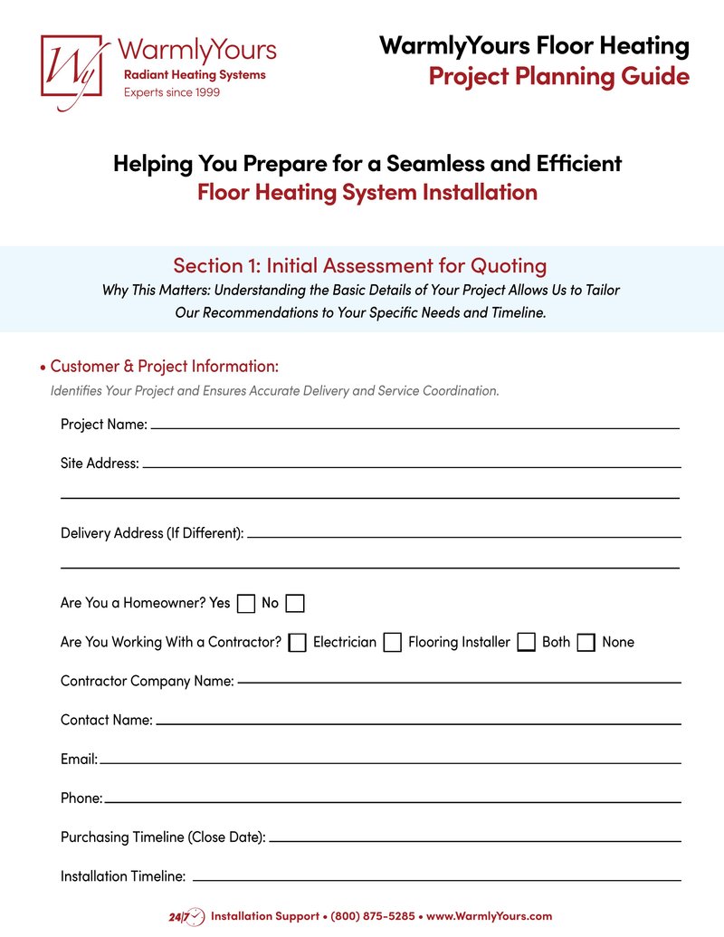 Floor Heating Project Planning Guide Form (English)