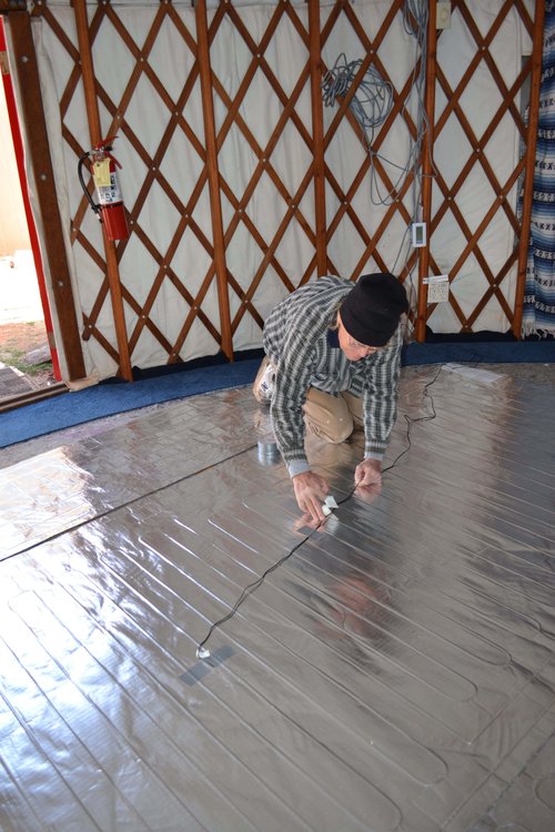Floor sensor installation for Environ system in Yoga Yurt