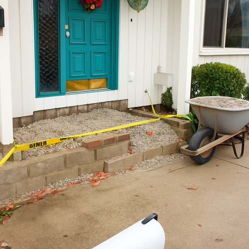 Front porch during construction for snow melt mat.