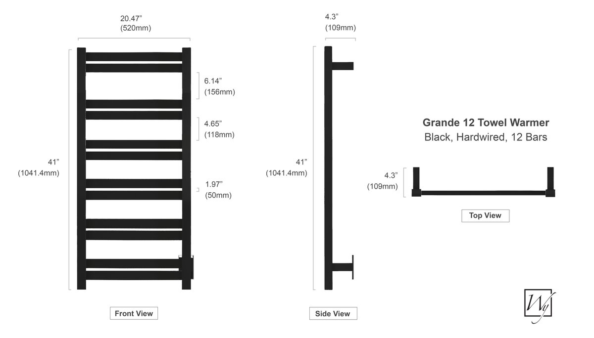 Grande 12 Black Dimensions