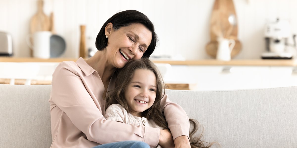 Happy mom and daughter