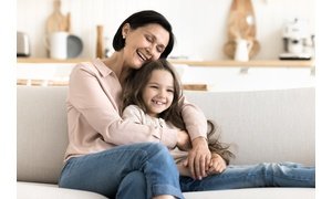 Happy mom and daughter