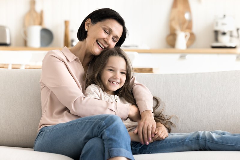 Happy mom and daughter