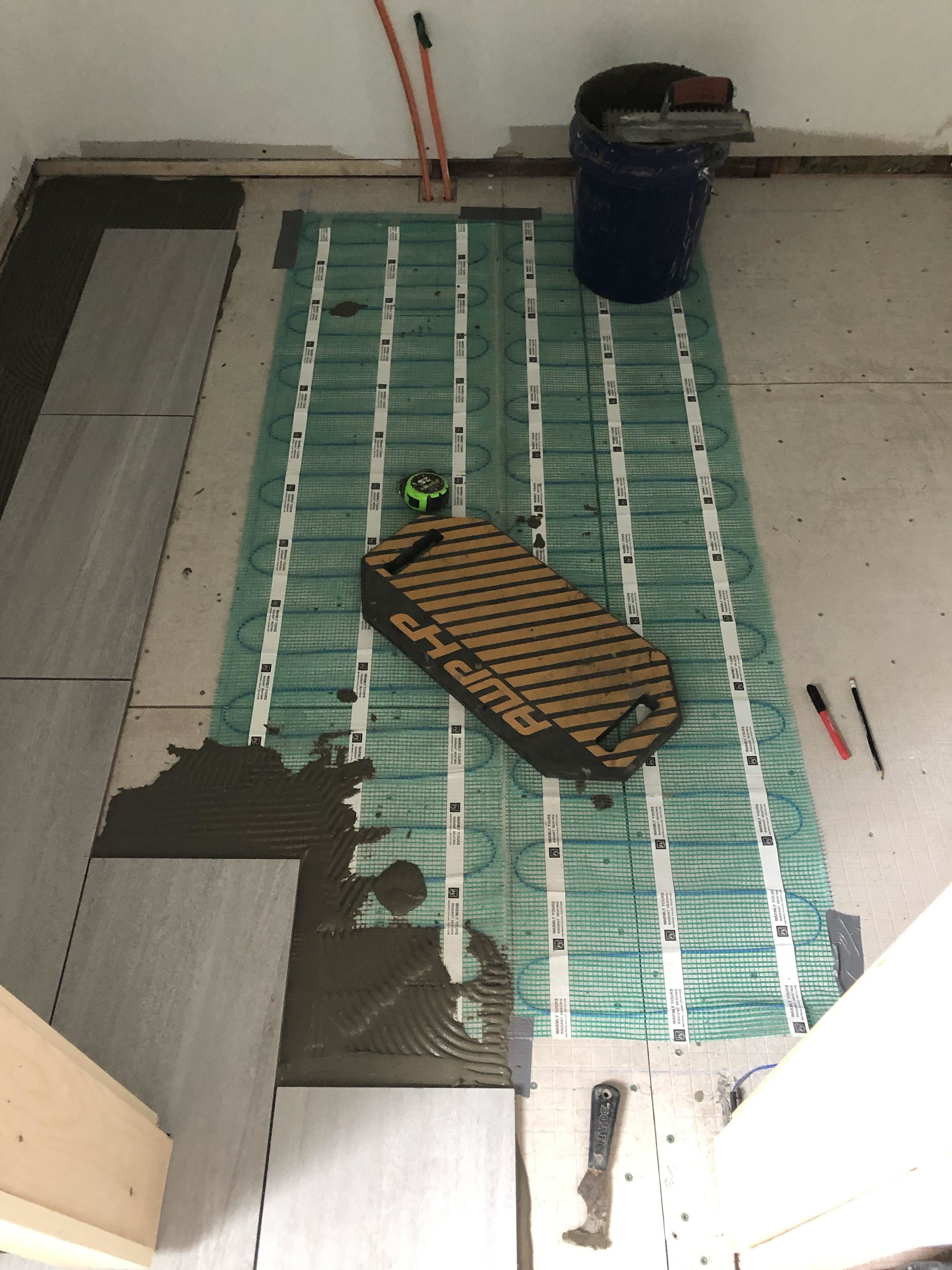 Heated Bathroom Floor Installation with tile CAMDEN, ME