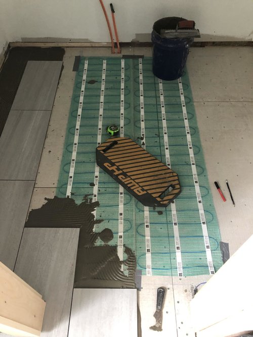 Heated Bathroom Floor Installation with tile CAMDEN, ME