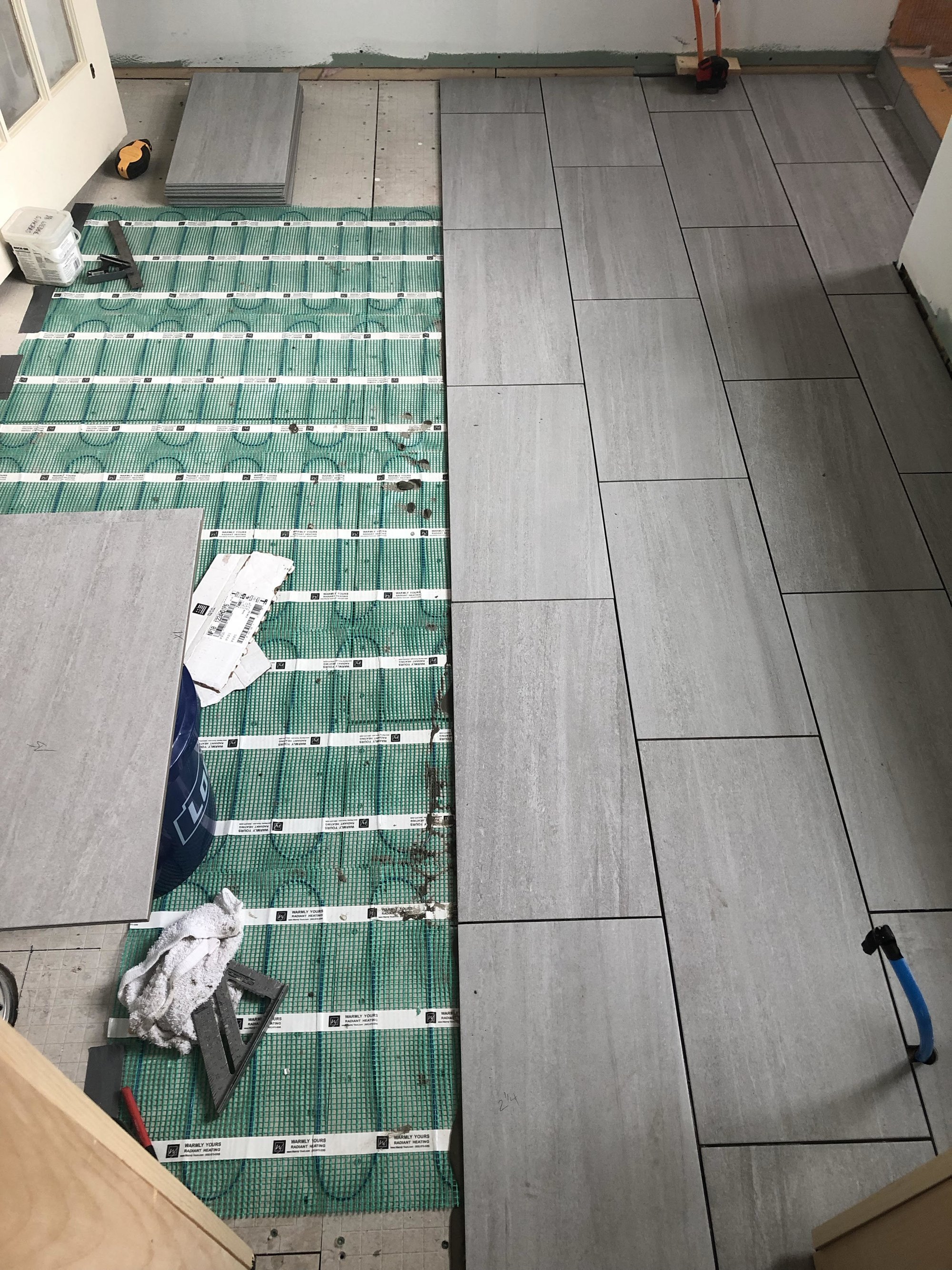 Heated Bathroom Floor Installation tile layer CAMDEN, ME