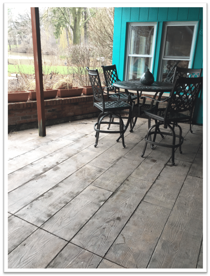 Heated decorative concrete patio with snow melt system