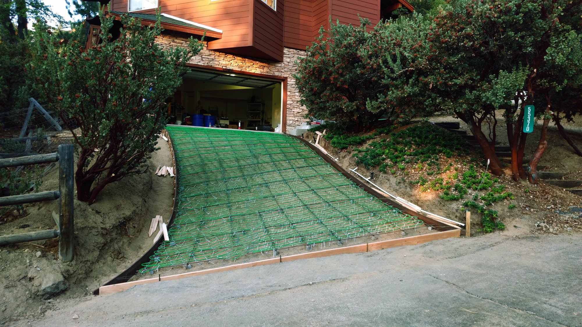 Heated Driveway installation with snow melting cables for concrete