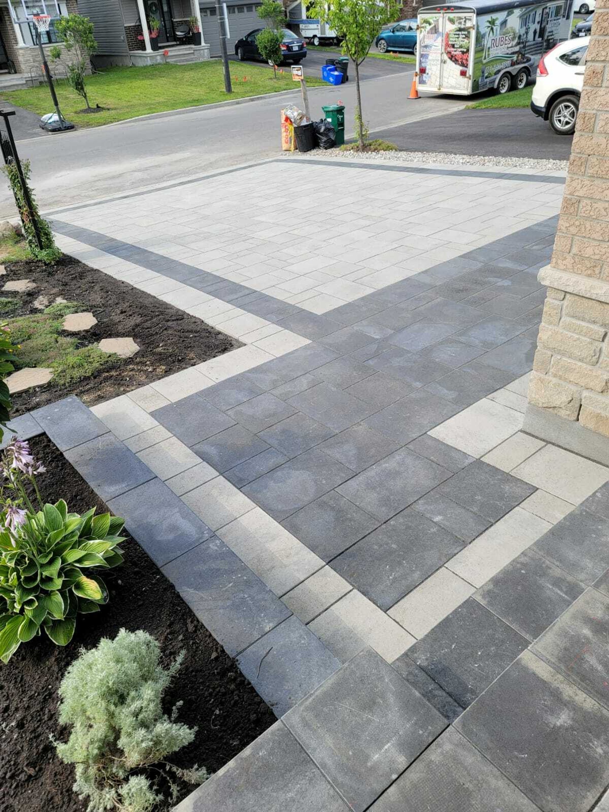 Heated Paver Driveway with snow melt system installed at entryway