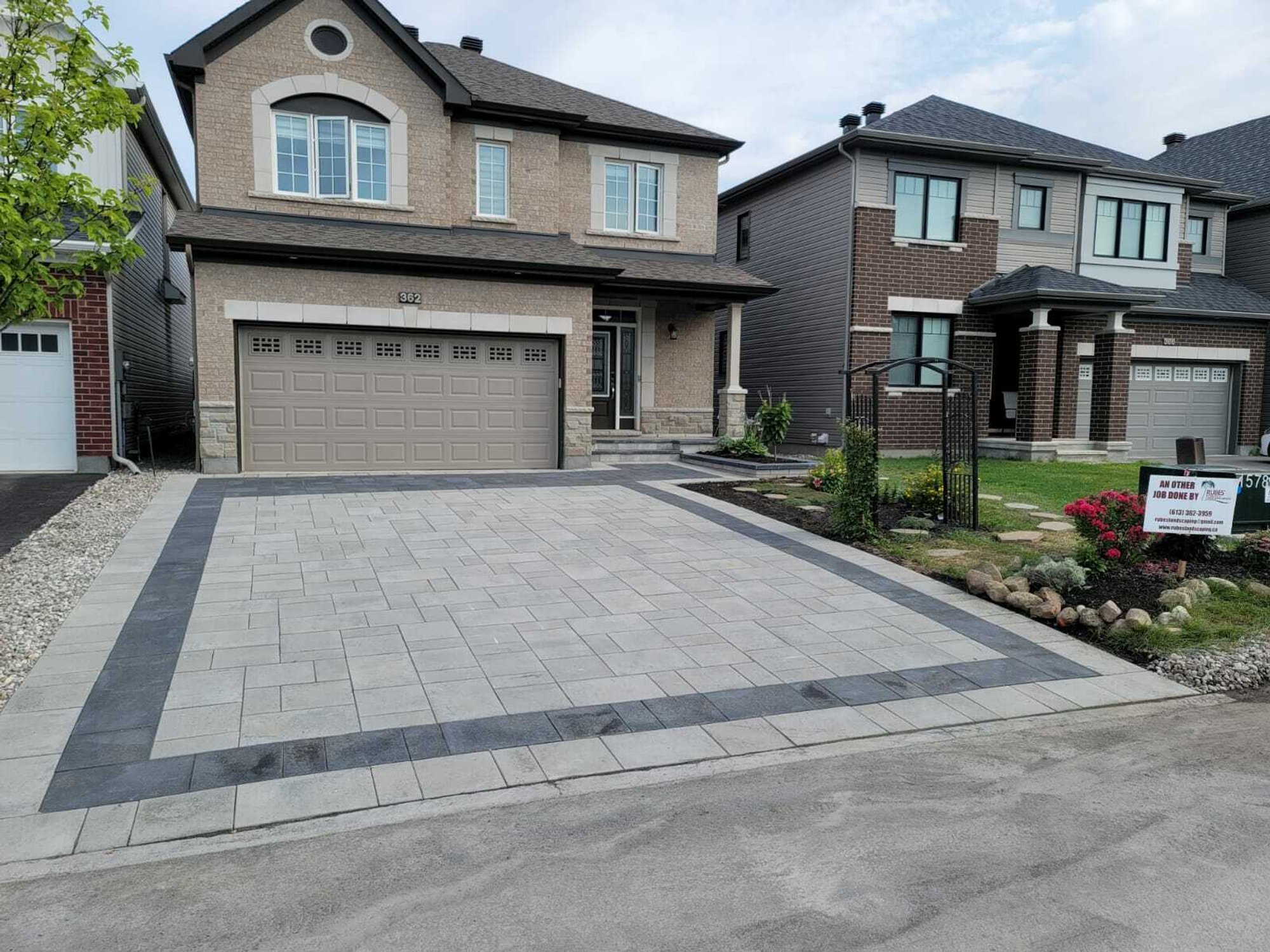 Heated Paver Driveway with snow melt system installed after shot angled