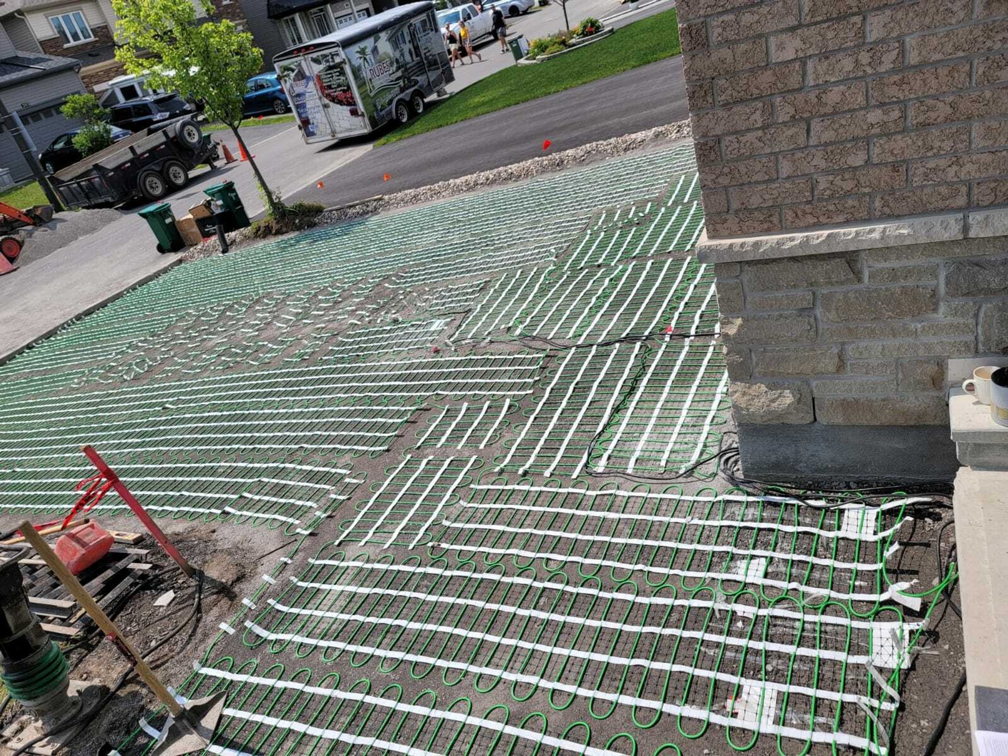 Heated Paver Driveway with snow melt system during installation