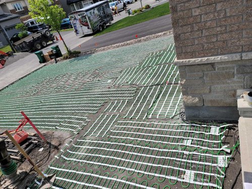 Heated Paver Driveway with snow melt system during installation