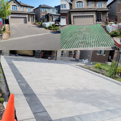 Heated Paver Driveway with snow melt system installed collage
