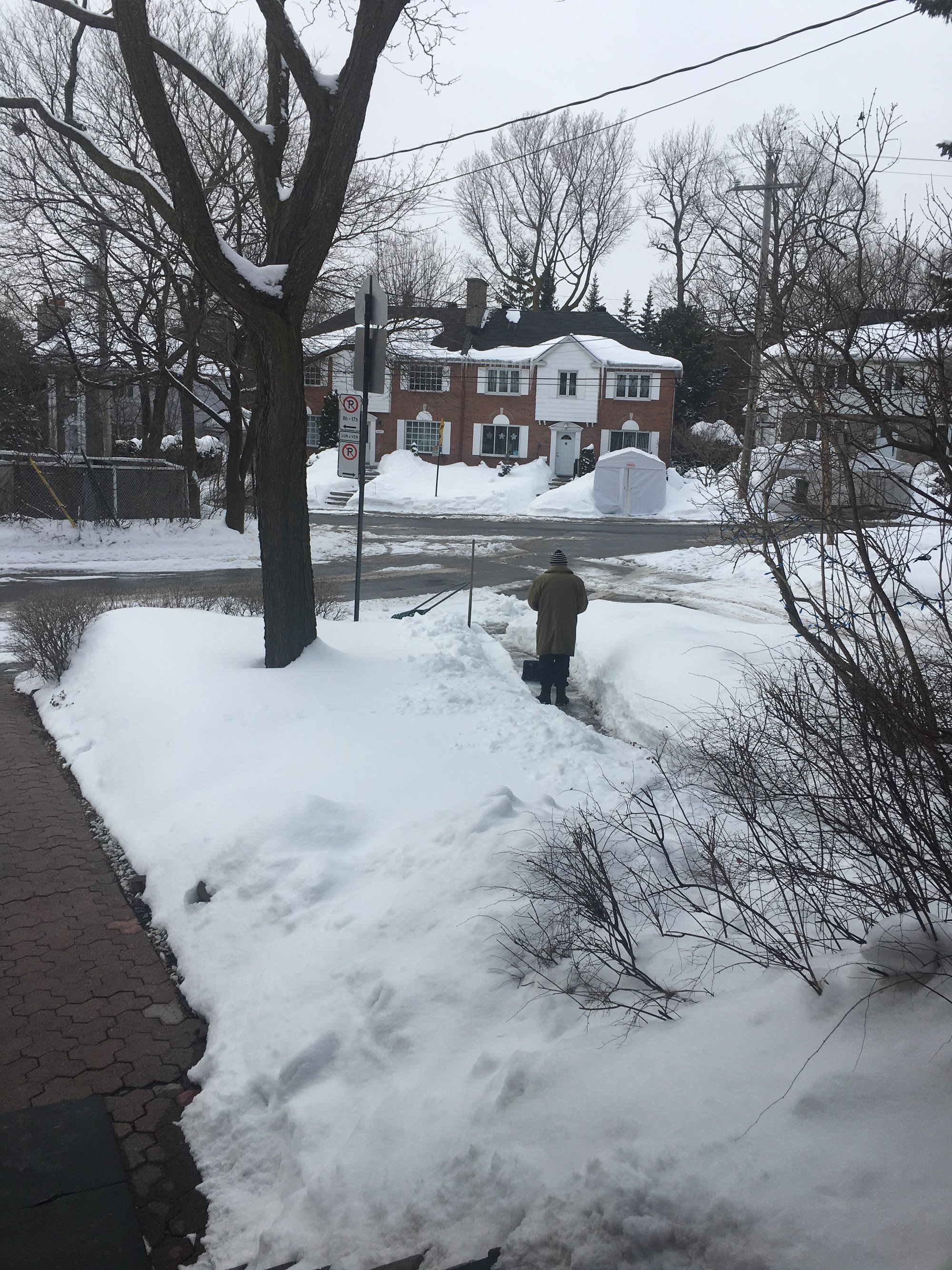 Heated paver walkway during winter neighbor shoveling