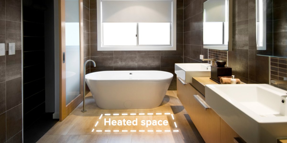 heated space example in modern bathroom